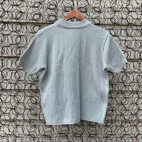 Vintage silver metallic knit short sleeve sweater - Picture 5 of 5